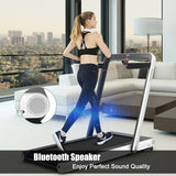 4.75HP 2 In 1 Folding Treadmill with Remote APP Control-White - Color: White