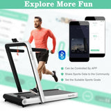 4.75HP 2 In 1 Folding Treadmill with Remote APP Control-White - Color: White