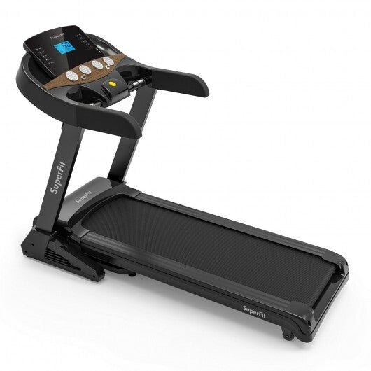 3.75HP Electric Folding Treadmill with Auto Incline 12 Program APP Control - Color: Black