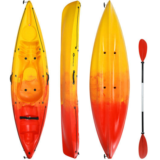 Single Sit-on-Top Kayak with Detachable Aluminum Paddle-Yellow - Color: Yellow