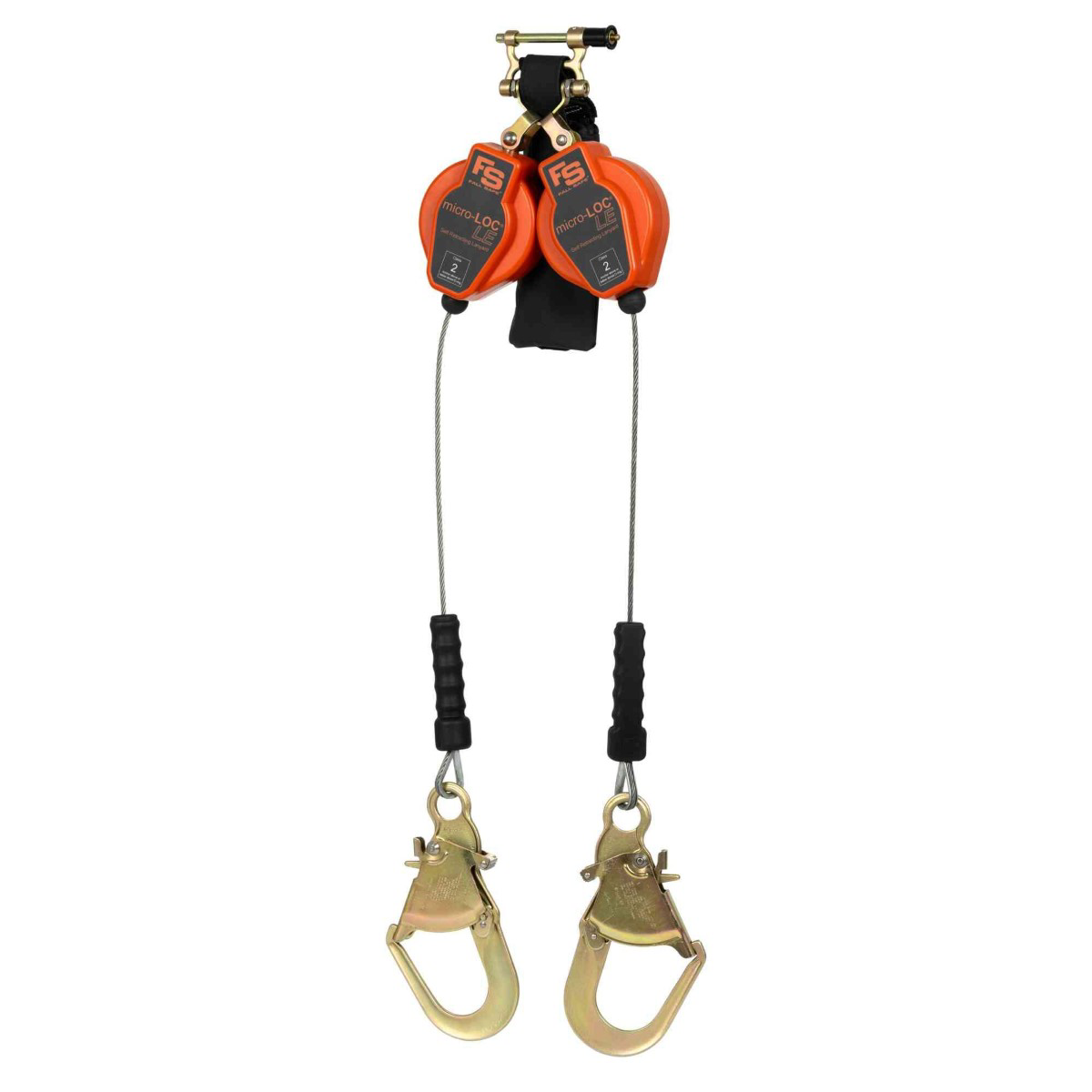 FALL SAFE Self Retracting Lifeline (SRL) - MICRO-LOC LE Series - Leading Edge Twin Leg SRL with Rebar Hook - Length: 8-feet