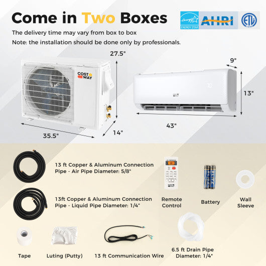 24000 BTU Smart WiFi Mini Split: Self-Cleaning AC/Heater  ENERGY STAR 21 SEER2