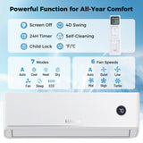 12000 BTU Smart Mini Split AC/Heater Works with Alexa & Google Assistant - Color: White