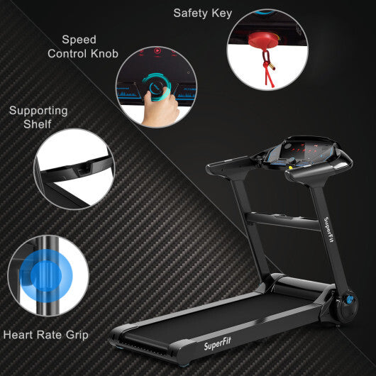 Smart 2.25HP Folding Treadmill with LED Touch Display & Heart Rate Monitor