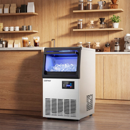 Stainless Steel Spray Ice Maker 80 Lbs Per Day with Clear Hard Ice Machine