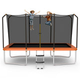 8 x 14 Feet Rectangular Recreational Trampoline with Safety Enclosure Net and Ladder-Blue