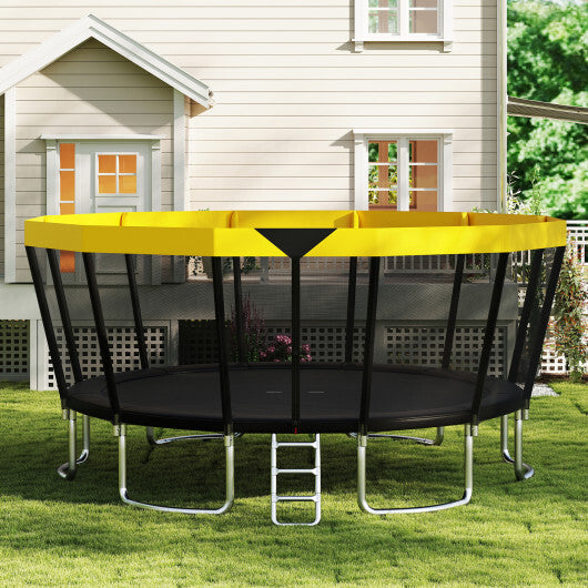 ASTM Compliant Recreational Trampoline with Non-Slip Ladder-Yellow - Color: Yellow