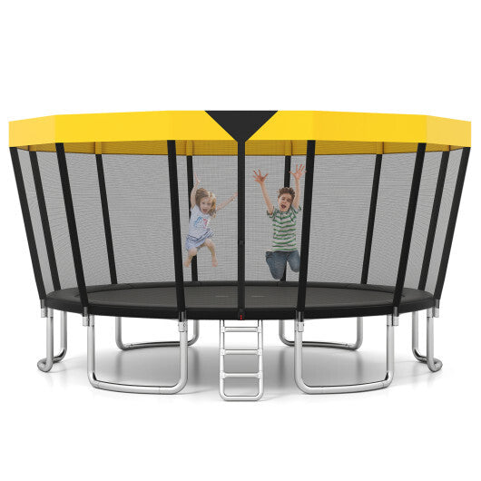 ASTM Compliant Recreational Trampoline with Non-Slip Ladder-Yellow - Color: Yellow