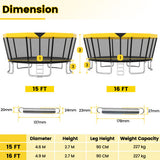 ASTM Compliant Recreational Trampoline with Non-Slip Ladder-Yellow - Color: Yellow