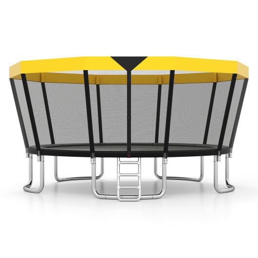 ASTM Compliant Recreational Trampoline with Non-Slip Ladder-Yellow - Color: Yellow