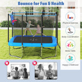 Rectangle Outdoor Trampoline 10 x 8 FT Heavy-Duty Trampoline with Basketball Hoop-Blue