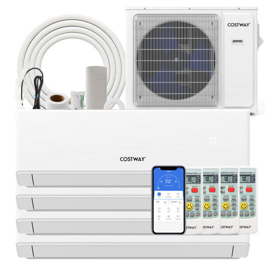 30000 BTU 4 Zone 23 SEER2 Mini Split Air Conditioner Wifi Enabled with Heat Pump-7K + 9K + 9K + 9K - Color: White - Size: 7K + 9K + 9K + 9K