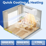 12000 BTU 22 SEER2 Mini Split AC: Rapid Cooling to 60°F / Heating to 90°F  Turbo Speed for 750 Sq.Ft