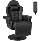 Costway Massage Video Gaming Recliner Chair with Adjustable Height-Black - Color: Black