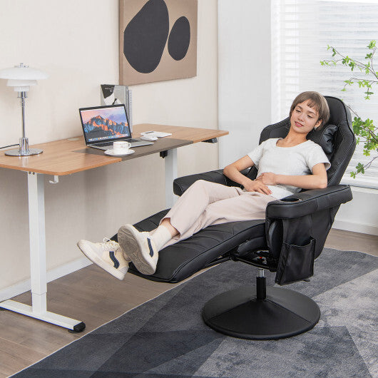 Costway Massage Video Gaming Recliner Chair with Adjustable Height-Black - Color: Black