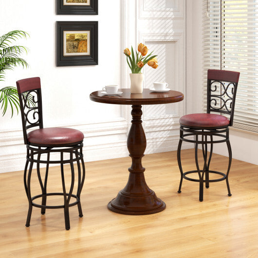 Costway Set of 4 26 Inch Bar Stool with Backrest and Footrest-Brown