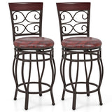 Costway Set of 4 26 Inch Bar Stool with Backrest and Footrest-Brown