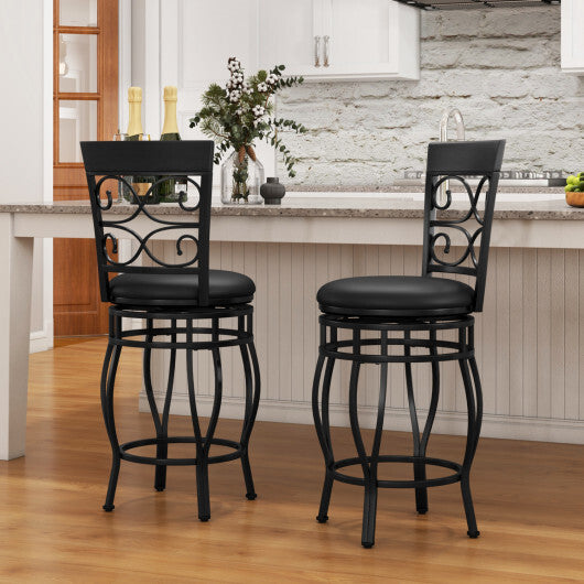 Costway Set of 4 26 Inch Bar Stool with Backrest and Footrest-Black