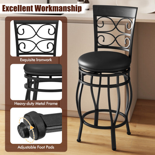 Costway Set of 4 26 Inch Bar Stool with Backrest and Footrest-Black