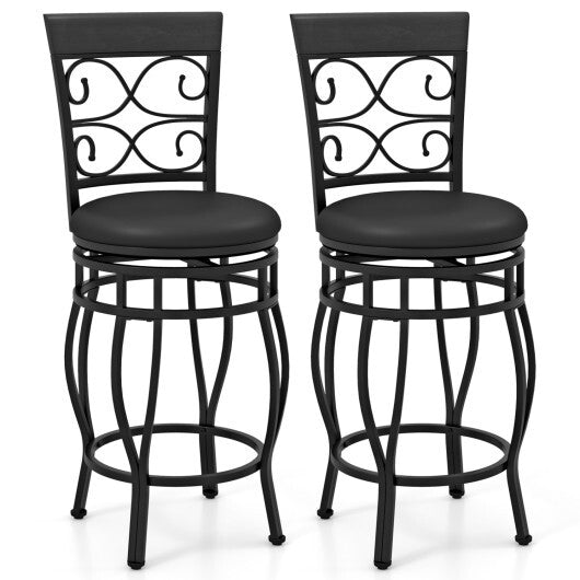 Costway Set of 4 26 Inch Bar Stool with Backrest and Footrest-Black