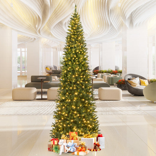 Costway 12 FT Artificial Christmas Tree with 800 Warm White LED Lights for Home Party Shopping Mall
