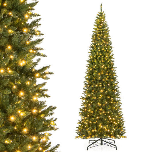 Costway 12 FT Artificial Christmas Tree with 800 Warm White LED Lights for Home Party Shopping Mall