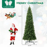 Costway 12 FT Tall Prelit Hinged Artificial Christmas Tree with 2536 PVC Branch Tips