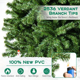 Costway 12 FT Tall Prelit Hinged Artificial Christmas Tree with 2536 PVC Branch Tips