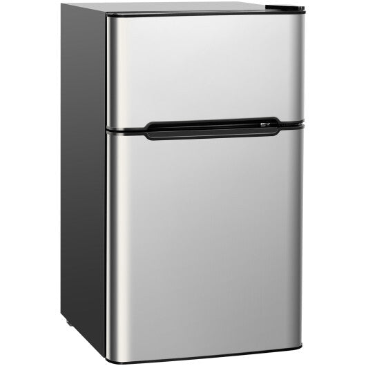 Costway Refrigerator Small Freezer Cooler Fridge Compact 3.2 cu ft. Unit Grey
