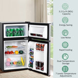 Costway Refrigerator Small Freezer Cooler Fridge Compact 3.2 cu ft. Unit Grey