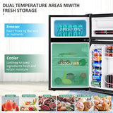 Costway Refrigerator Small Freezer Cooler Fridge Compact 3.2 cu ft. Unit Grey