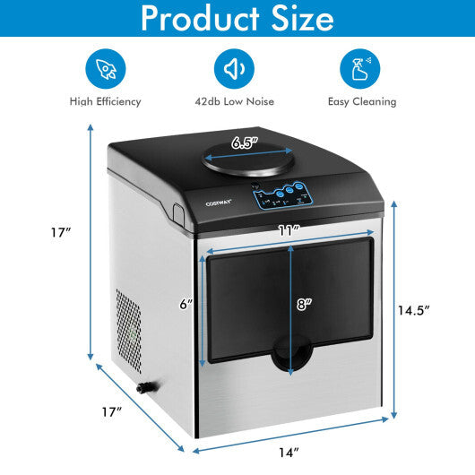 Costway 2-in-1 Stainless Steel Countertop Ice Maker with Water Dispenser