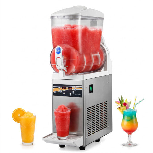 Costway 507 oz Commercial Slushy Machine Single Tank No Ice Needed-Silver - Color: Silver