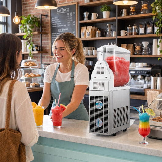 Costway 507 oz Commercial Slushy Machine Single Tank No Ice Needed-Silver - Color: Silver