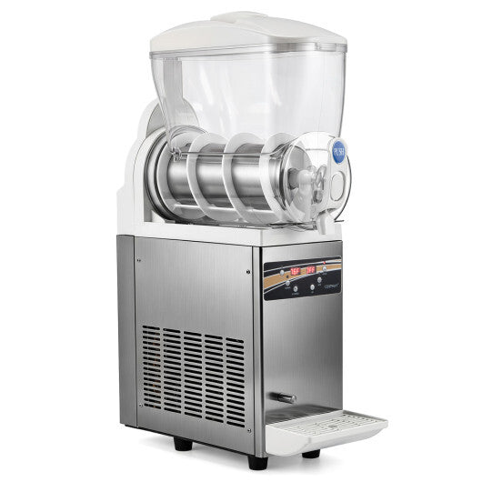 Costway 507 oz Commercial Slushy Machine Single Tank No Ice Needed-Silver - Color: Silver