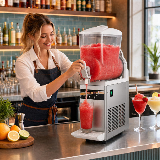Costway 507 oz Commercial Slushy Machine Single Tank No Ice Needed-Silver