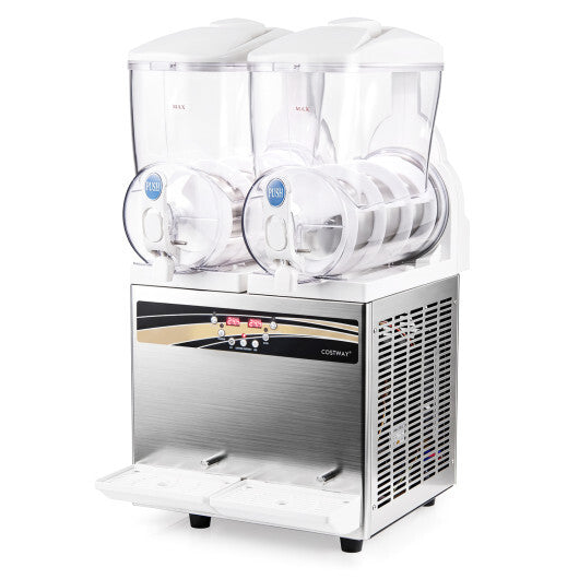 Costway 8 Gal Commercial Slushie Machine with LED Lights-Silver - Color: Silver