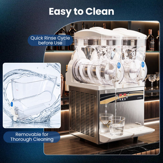 Costway 8 Gal Commercial Slushie Machine with LED Lights-Silver - Color: Silver