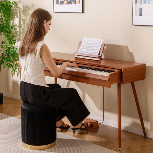 Costway 88-Key Graded Hammer Action Weighted Keyboard with Push-pull Drawer Brown