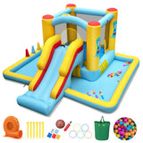 Costway Inflatable Bounce House 7-in-1 Bouncy Castle with Slide and Tunnel with 550W Blower