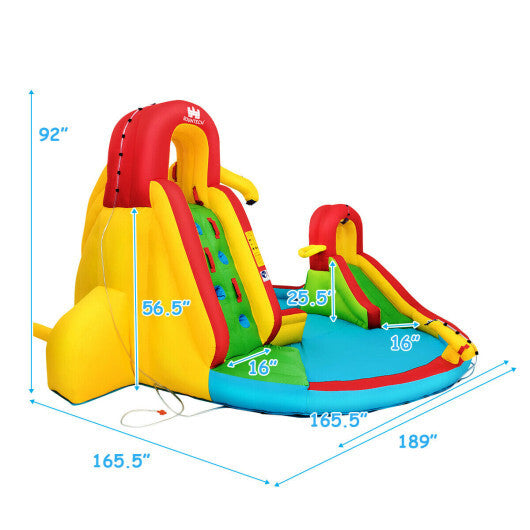 Costway Kids Gift Inflatable Water Slide Bounce Park with 480 W Blower - Color: Multicolor