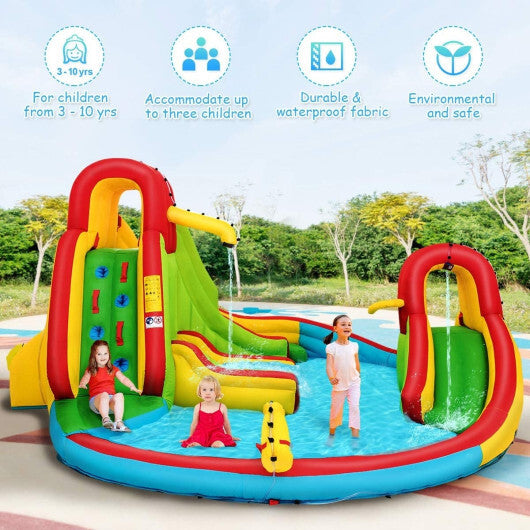 Costway Kids Gift Inflatable Water Slide Bounce Park with 480 W Blower - Color: Multicolor