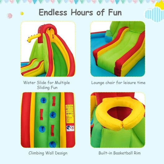 Costway Kids Gift Inflatable Water Slide Bounce Park with 480 W Blower - Color: Multicolor