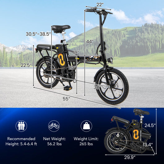 Costway Folding Electric Bicycle with 500W Brushless Motor and Dual Disk Brakes
