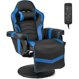 Costway Massage Video Gaming Recliner Chair with Adjustable Height-Blue - Color: Blue