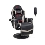 Costway Massage Video Gaming Recliner Chair with Adjustable Height-Gray - Color: Gray