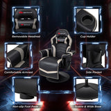 Costway Massage Video Gaming Recliner Chair with Adjustable Height-Gray - Color: Gray