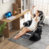 Costway Massage Video Gaming Recliner Chair with Adjustable Height-Gray