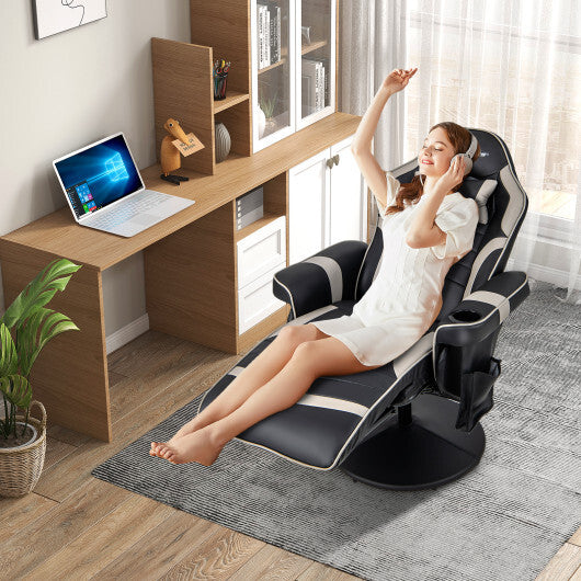 Costway Massage Video Gaming Recliner Chair with Adjustable Height-Gray