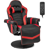 Costway Massage Video Gaming Recliner Chair with Adjustable Height-Red - Color: Red